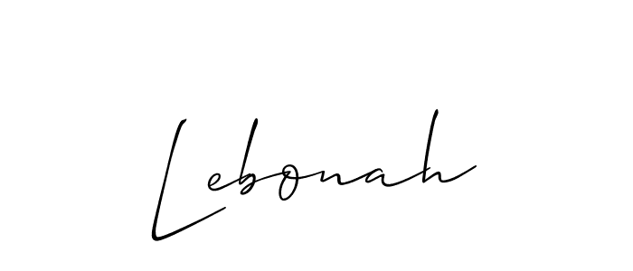 Use a signature maker to create a handwritten signature online. With this signature software, you can design (Allison_Script) your own signature for name Lebonah. Lebonah signature style 2 images and pictures png