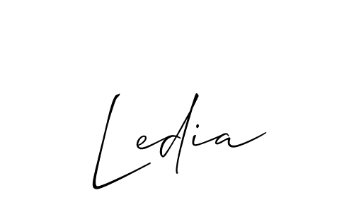 Make a beautiful signature design for name Ledia. With this signature (Allison_Script) style, you can create a handwritten signature for free. Ledia signature style 2 images and pictures png