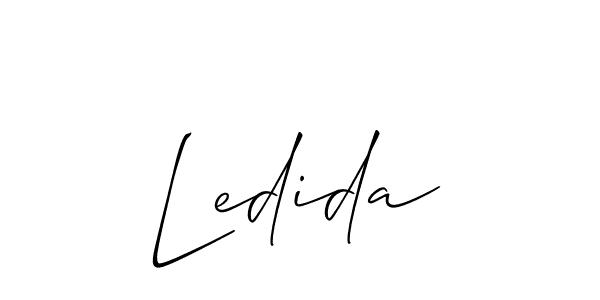 The best way (Allison_Script) to make a short signature is to pick only two or three words in your name. The name Ledida include a total of six letters. For converting this name. Ledida signature style 2 images and pictures png