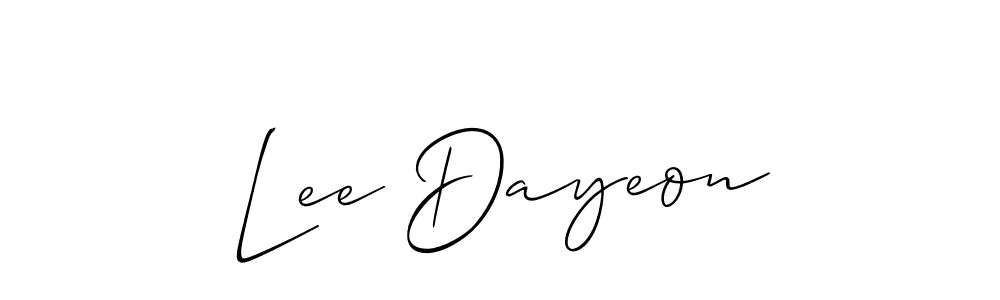 Allison_Script is a professional signature style that is perfect for those who want to add a touch of class to their signature. It is also a great choice for those who want to make their signature more unique. Get Lee Dayeon name to fancy signature for free. Lee Dayeon signature style 2 images and pictures png