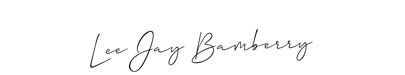 The best way (Allison_Script) to make a short signature is to pick only two or three words in your name. The name Lee Jay Bamberry include a total of six letters. For converting this name. Lee Jay Bamberry signature style 2 images and pictures png