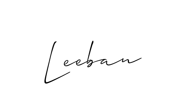 Allison_Script is a professional signature style that is perfect for those who want to add a touch of class to their signature. It is also a great choice for those who want to make their signature more unique. Get Leeban name to fancy signature for free. Leeban signature style 2 images and pictures png