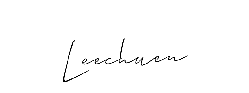 Allison_Script is a professional signature style that is perfect for those who want to add a touch of class to their signature. It is also a great choice for those who want to make their signature more unique. Get Leechuen name to fancy signature for free. Leechuen signature style 2 images and pictures png