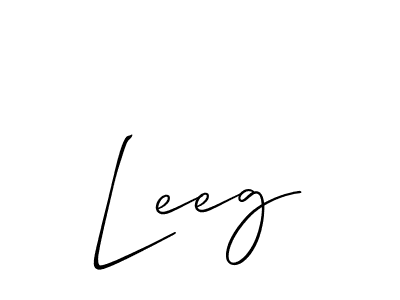 Design your own signature with our free online signature maker. With this signature software, you can create a handwritten (Allison_Script) signature for name Leeg. Leeg signature style 2 images and pictures png