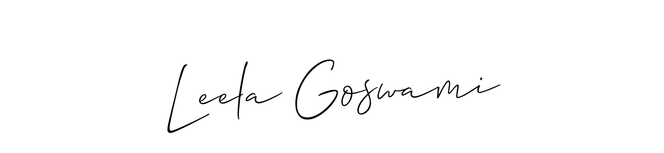 How to make Leela Goswami name signature. Use Allison_Script style for creating short signs online. This is the latest handwritten sign. Leela Goswami signature style 2 images and pictures png