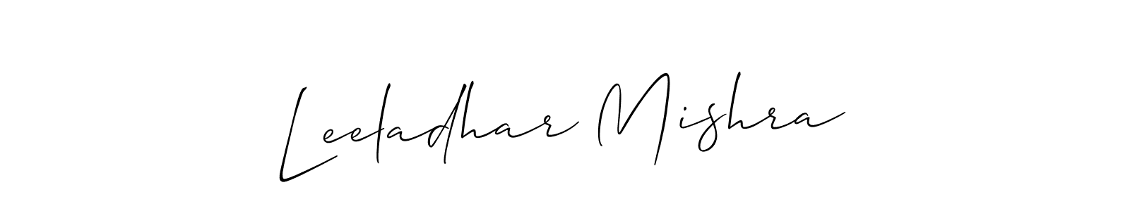 Allison_Script is a professional signature style that is perfect for those who want to add a touch of class to their signature. It is also a great choice for those who want to make their signature more unique. Get Leeladhar Mishra name to fancy signature for free. Leeladhar Mishra signature style 2 images and pictures png