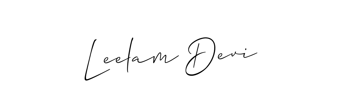 Allison_Script is a professional signature style that is perfect for those who want to add a touch of class to their signature. It is also a great choice for those who want to make their signature more unique. Get Leelam Devi name to fancy signature for free. Leelam Devi signature style 2 images and pictures png