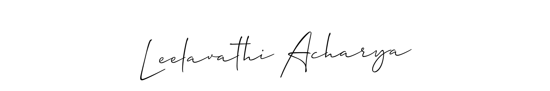 Allison_Script is a professional signature style that is perfect for those who want to add a touch of class to their signature. It is also a great choice for those who want to make their signature more unique. Get Leelavathi Acharya name to fancy signature for free. Leelavathi Acharya signature style 2 images and pictures png