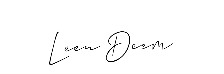 Make a beautiful signature design for name Leen Deem. With this signature (Allison_Script) style, you can create a handwritten signature for free. Leen Deem signature style 2 images and pictures png