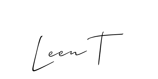 Use a signature maker to create a handwritten signature online. With this signature software, you can design (Allison_Script) your own signature for name Leen T. Leen T signature style 2 images and pictures png