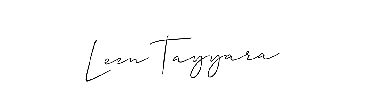 The best way (Allison_Script) to make a short signature is to pick only two or three words in your name. The name Leen Tayyara include a total of six letters. For converting this name. Leen Tayyara signature style 2 images and pictures png