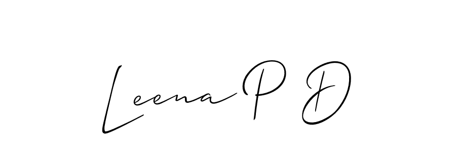 It looks lik you need a new signature style for name Leena P D. Design unique handwritten (Allison_Script) signature with our free signature maker in just a few clicks. Leena P D signature style 2 images and pictures png