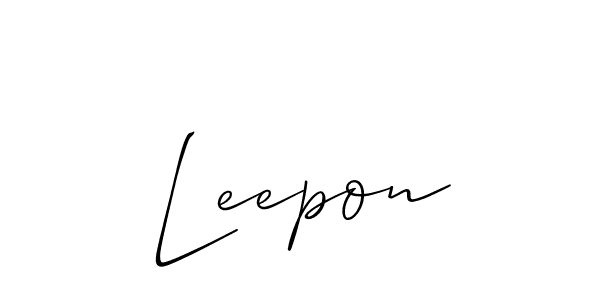 How to make Leepon name signature. Use Allison_Script style for creating short signs online. This is the latest handwritten sign. Leepon signature style 2 images and pictures png