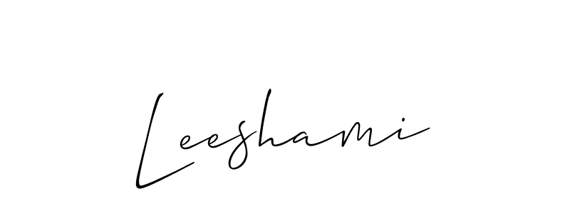 Use a signature maker to create a handwritten signature online. With this signature software, you can design (Allison_Script) your own signature for name Leeshami. Leeshami signature style 2 images and pictures png