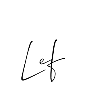 if you are searching for the best signature style for your name Lef. so please give up your signature search. here we have designed multiple signature styles  using Allison_Script. Lef signature style 2 images and pictures png