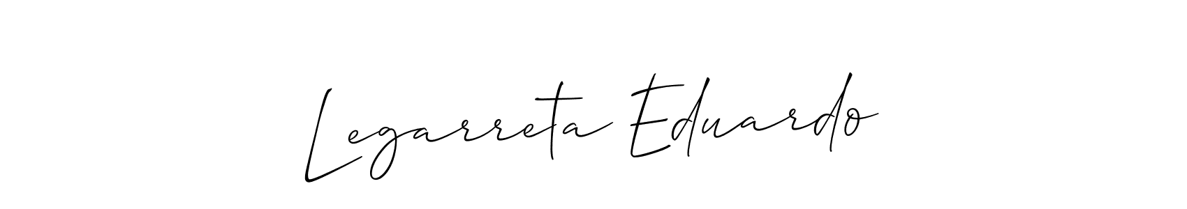 The best way (Allison_Script) to make a short signature is to pick only two or three words in your name. The name Legarreta Eduardo include a total of six letters. For converting this name. Legarreta Eduardo signature style 2 images and pictures png