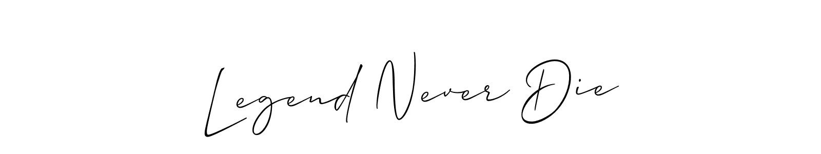 Allison_Script is a professional signature style that is perfect for those who want to add a touch of class to their signature. It is also a great choice for those who want to make their signature more unique. Get Legend Never Die name to fancy signature for free. Legend Never Die signature style 2 images and pictures png