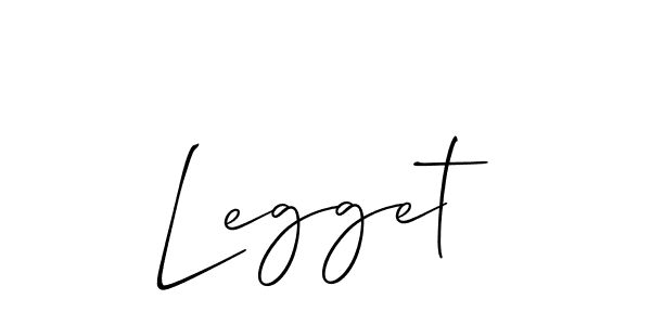 Make a beautiful signature design for name Legget. With this signature (Allison_Script) style, you can create a handwritten signature for free. Legget signature style 2 images and pictures png