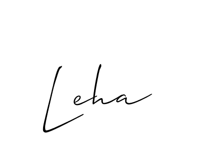 Use a signature maker to create a handwritten signature online. With this signature software, you can design (Allison_Script) your own signature for name Leha. Leha signature style 2 images and pictures png