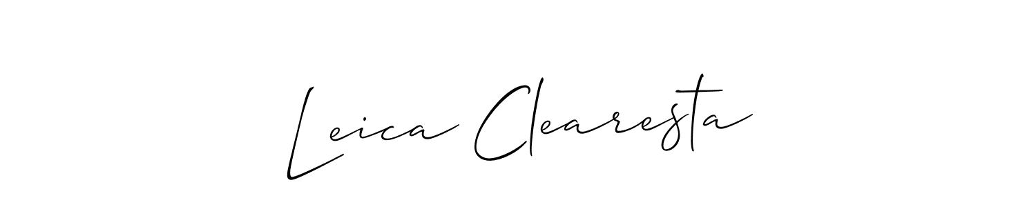 The best way (Allison_Script) to make a short signature is to pick only two or three words in your name. The name Leica Clearesta include a total of six letters. For converting this name. Leica Clearesta signature style 2 images and pictures png