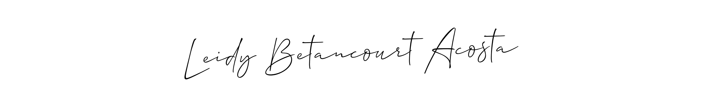 How to make Leidy Betancourt Acosta name signature. Use Allison_Script style for creating short signs online. This is the latest handwritten sign. Leidy Betancourt Acosta signature style 2 images and pictures png