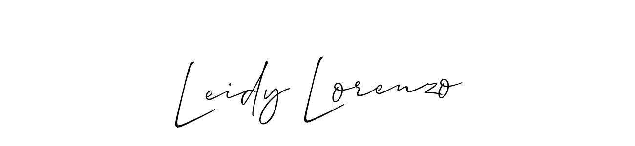 The best way (Allison_Script) to make a short signature is to pick only two or three words in your name. The name Leidy Lorenzo include a total of six letters. For converting this name. Leidy Lorenzo signature style 2 images and pictures png