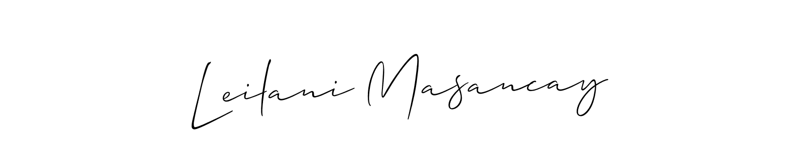Also You can easily find your signature by using the search form. We will create Leilani Masancay name handwritten signature images for you free of cost using Allison_Script sign style. Leilani Masancay signature style 2 images and pictures png