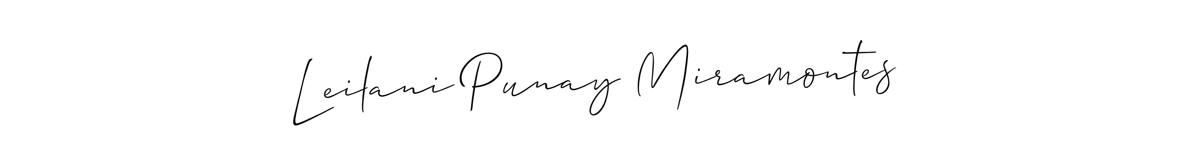 It looks lik you need a new signature style for name Leilani Punay Miramontes. Design unique handwritten (Allison_Script) signature with our free signature maker in just a few clicks. Leilani Punay Miramontes signature style 2 images and pictures png