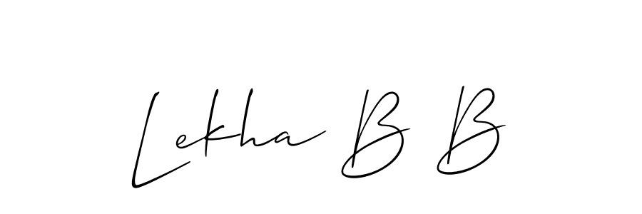 The best way (Allison_Script) to make a short signature is to pick only two or three words in your name. The name Lekha B B include a total of six letters. For converting this name. Lekha B B signature style 2 images and pictures png