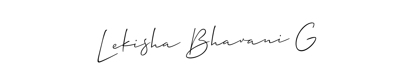 You should practise on your own different ways (Allison_Script) to write your name (Lekisha Bhavani G) in signature. don't let someone else do it for you. Lekisha Bhavani G signature style 2 images and pictures png