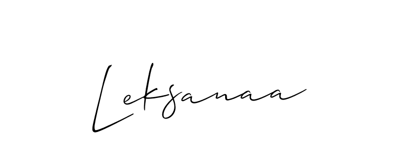 Allison_Script is a professional signature style that is perfect for those who want to add a touch of class to their signature. It is also a great choice for those who want to make their signature more unique. Get Leksanaa name to fancy signature for free. Leksanaa signature style 2 images and pictures png