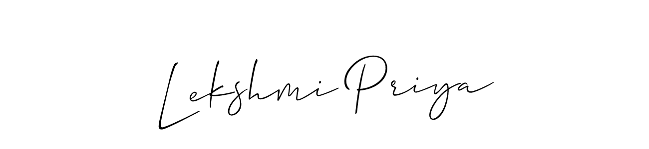 Create a beautiful signature design for name Lekshmi Priya. With this signature (Allison_Script) fonts, you can make a handwritten signature for free. Lekshmi Priya signature style 2 images and pictures png