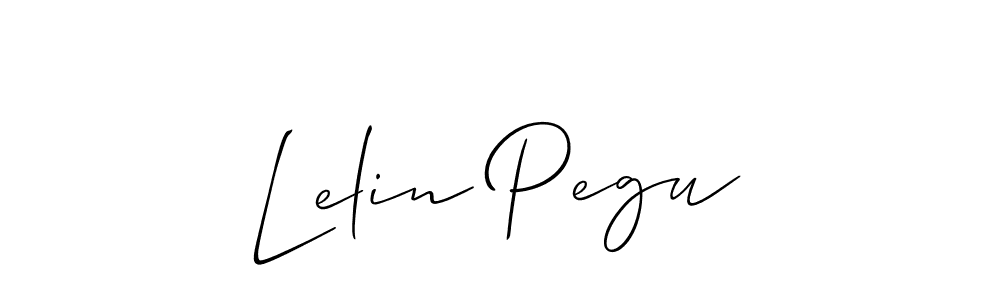 Allison_Script is a professional signature style that is perfect for those who want to add a touch of class to their signature. It is also a great choice for those who want to make their signature more unique. Get Lelin Pegu name to fancy signature for free. Lelin Pegu signature style 2 images and pictures png