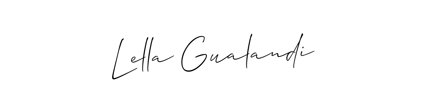 How to Draw Lella Gualandi signature style? Allison_Script is a latest design signature styles for name Lella Gualandi. Lella Gualandi signature style 2 images and pictures png