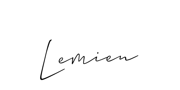 It looks lik you need a new signature style for name Lemien. Design unique handwritten (Allison_Script) signature with our free signature maker in just a few clicks. Lemien signature style 2 images and pictures png