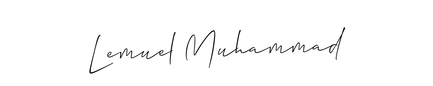 Allison_Script is a professional signature style that is perfect for those who want to add a touch of class to their signature. It is also a great choice for those who want to make their signature more unique. Get Lemuel Muhammad name to fancy signature for free. Lemuel Muhammad signature style 2 images and pictures png