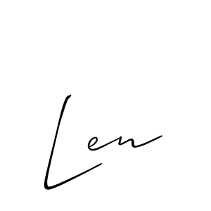 Design your own signature with our free online signature maker. With this signature software, you can create a handwritten (Allison_Script) signature for name Len. Len signature style 2 images and pictures png