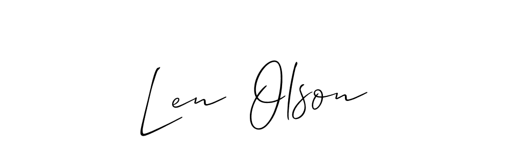 You should practise on your own different ways (Allison_Script) to write your name (Len  Olson) in signature. don't let someone else do it for you. Len  Olson signature style 2 images and pictures png