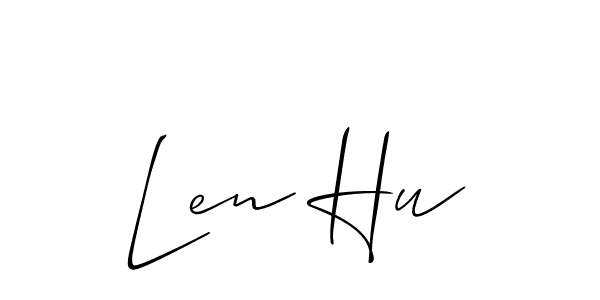 Make a beautiful signature design for name Len Hu. With this signature (Allison_Script) style, you can create a handwritten signature for free. Len Hu signature style 2 images and pictures png