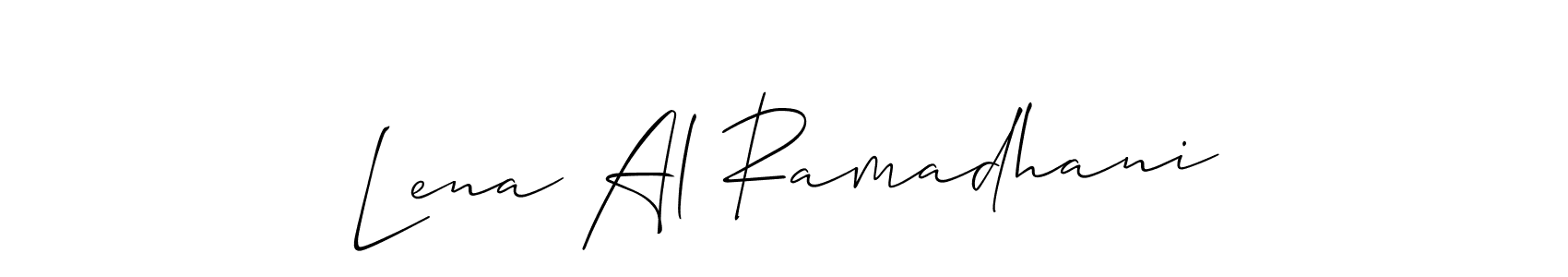 Make a short Lena Al Ramadhani signature style. Manage your documents anywhere anytime using Allison_Script. Create and add eSignatures, submit forms, share and send files easily. Lena Al Ramadhani signature style 2 images and pictures png