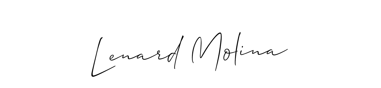 Similarly Allison_Script is the best handwritten signature design. Signature creator online .You can use it as an online autograph creator for name Lenard Molina. Lenard Molina signature style 2 images and pictures png