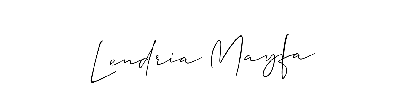 Also You can easily find your signature by using the search form. We will create Lendria Mayfa name handwritten signature images for you free of cost using Allison_Script sign style. Lendria Mayfa signature style 2 images and pictures png