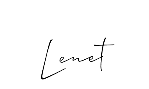 Design your own signature with our free online signature maker. With this signature software, you can create a handwritten (Allison_Script) signature for name Lenet. Lenet signature style 2 images and pictures png