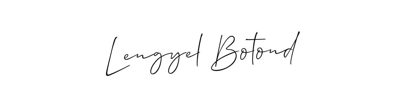 Make a beautiful signature design for name Lengyel Botond. With this signature (Allison_Script) style, you can create a handwritten signature for free. Lengyel Botond signature style 2 images and pictures png