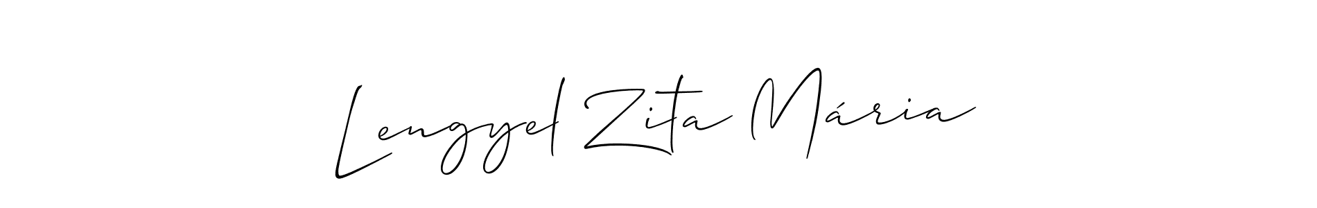 Create a beautiful signature design for name Lengyel Zita Mária. With this signature (Allison_Script) fonts, you can make a handwritten signature for free. Lengyel Zita Mária signature style 2 images and pictures png