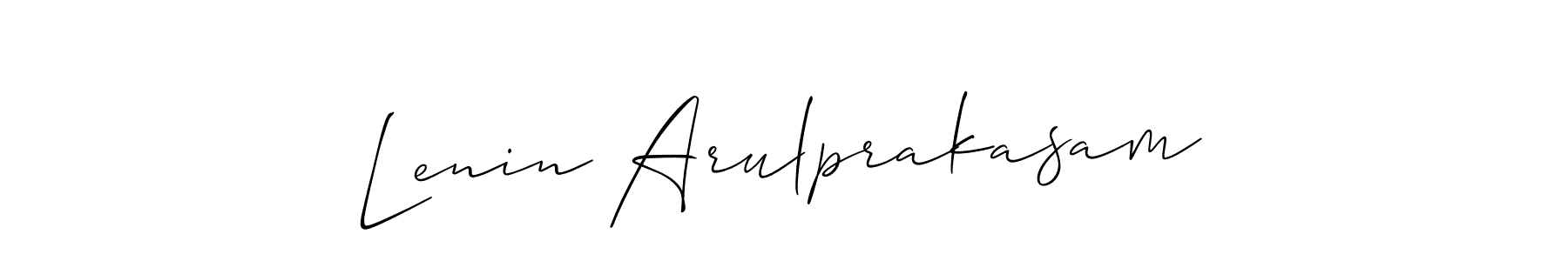 Allison_Script is a professional signature style that is perfect for those who want to add a touch of class to their signature. It is also a great choice for those who want to make their signature more unique. Get Lenin Arulprakasam name to fancy signature for free. Lenin Arulprakasam signature style 2 images and pictures png