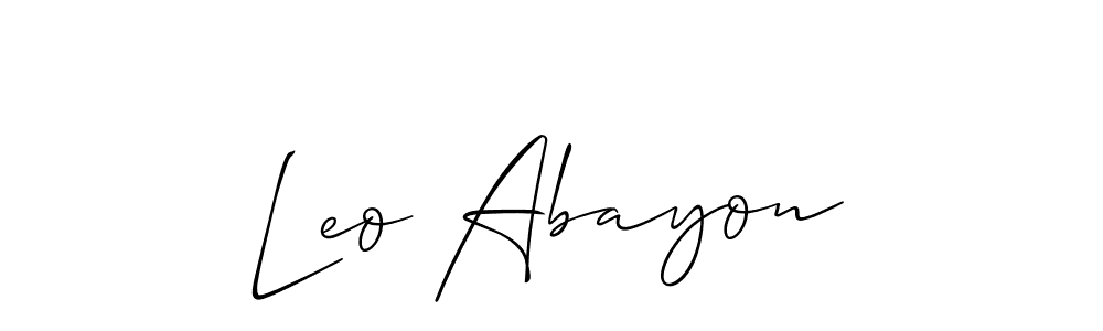 Create a beautiful signature design for name Leo Abayon. With this signature (Allison_Script) fonts, you can make a handwritten signature for free. Leo Abayon signature style 2 images and pictures png