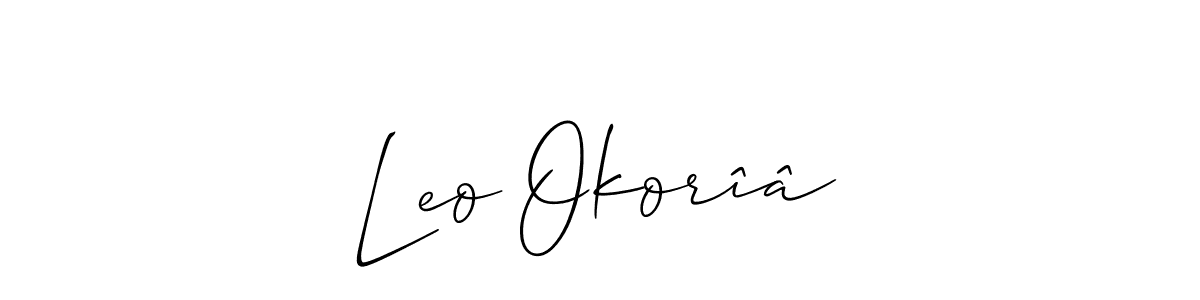 You should practise on your own different ways (Allison_Script) to write your name (Leo Okorîâ) in signature. don't let someone else do it for you. Leo Okorîâ signature style 2 images and pictures png