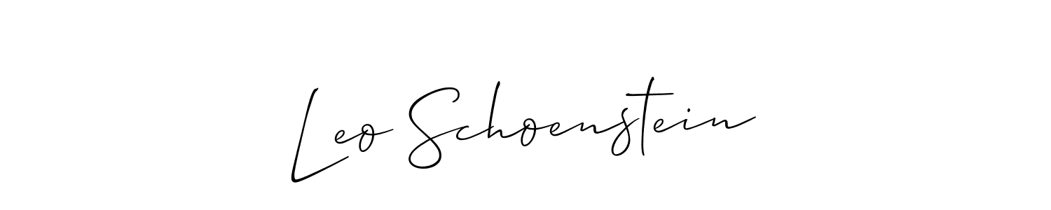 The best way (Allison_Script) to make a short signature is to pick only two or three words in your name. The name Leo Schoenstein include a total of six letters. For converting this name. Leo Schoenstein signature style 2 images and pictures png