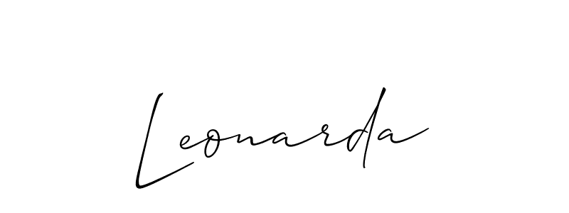 Create a beautiful signature design for name Leonarda. With this signature (Allison_Script) fonts, you can make a handwritten signature for free. Leonarda signature style 2 images and pictures png